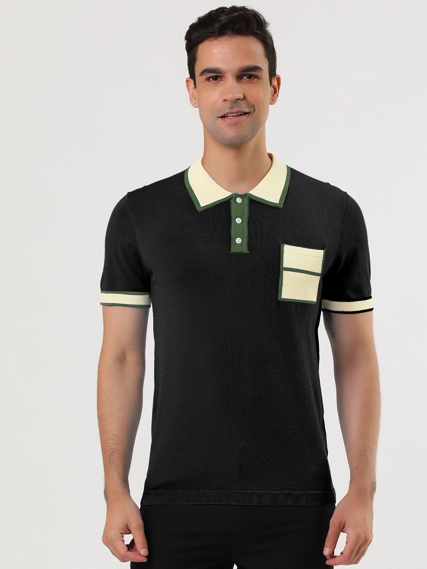 Bublédon Summer Short Sleeve Contrast Knit Golf Polo Shirt