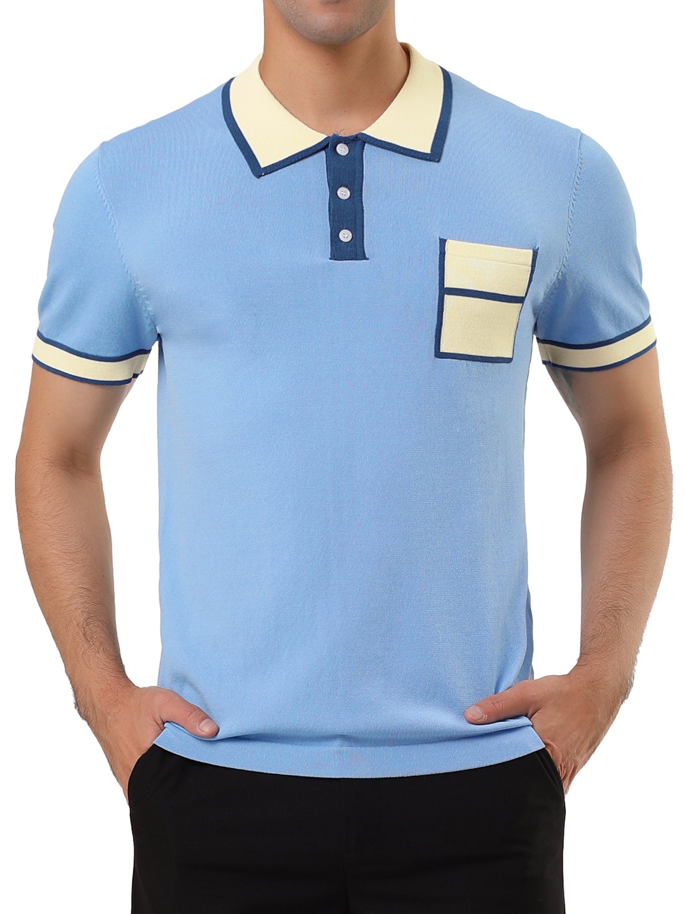 Bublédon Summer Short Sleeve Contrast Knit Golf Polo Shirt