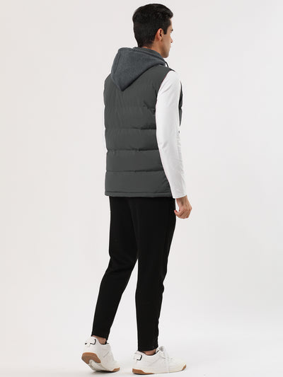 Winter Quilted Hooded Zipper Padded Down Vest