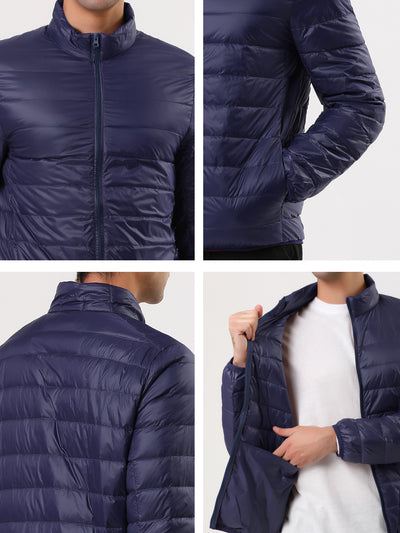 Winter Stand Collar Zip Up Long Sleeve Down Jacket