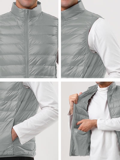 Winter Lightweight Stand Collar Zip Up Puffer Vest