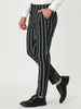 Casual Striped Flat Front Contrast Color Suit Trousers