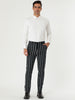 Casual Striped Flat Front Contrast Color Suit Trousers