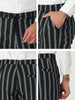 Casual Striped Flat Front Contrast Color Suit Trousers