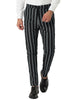 Casual Striped Flat Front Contrast Color Suit Trousers