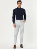 Casual Striped Flat Front Contrast Color Suit Trousers