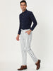 Casual Striped Flat Front Contrast Color Suit Trousers