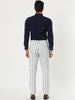 Casual Striped Flat Front Contrast Color Suit Trousers