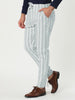 Casual Striped Flat Front Contrast Color Suit Trousers