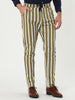 Casual Striped Flat Front Contrast Color Suit Trousers