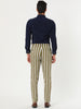 Casual Striped Flat Front Contrast Color Suit Trousers
