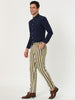 Casual Striped Flat Front Contrast Color Suit Trousers