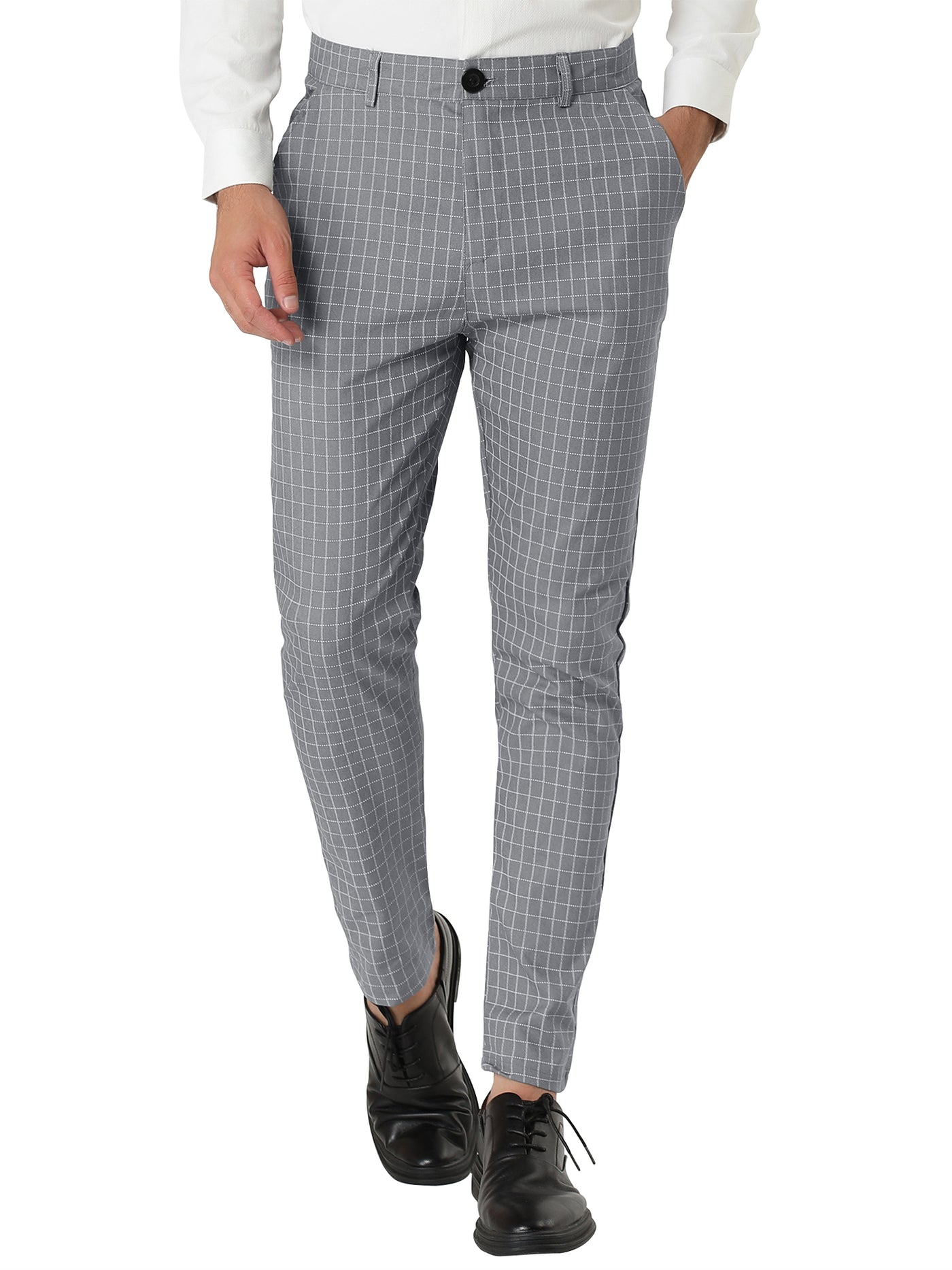 Bublédon Checked Printed Flat Front Plaid Business Pants