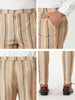 Casual Striped Flat Front Contrast Color Suit Trousers