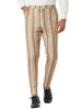 Casual Striped Flat Front Contrast Color Suit Trousers