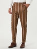 Casual Striped Flat Front Contrast Color Suit Trousers