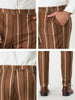 Casual Striped Flat Front Contrast Color Suit Trousers
