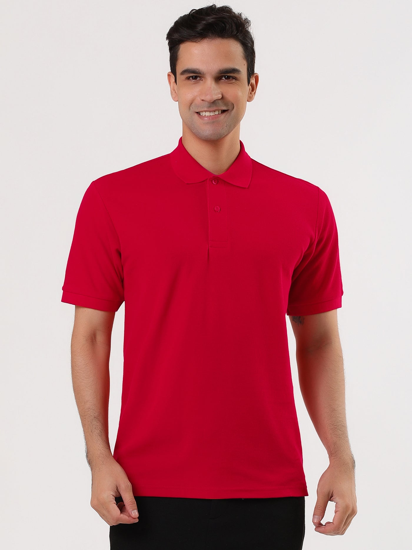 Bublédon Lapel Collar Short Sleeve Solid Color Polo T-shirt