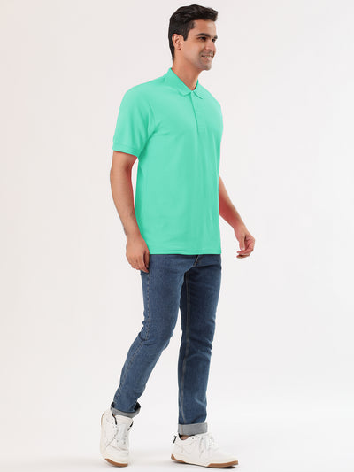 Lapel Collar Short Sleeve Solid Color Polo T-shirt