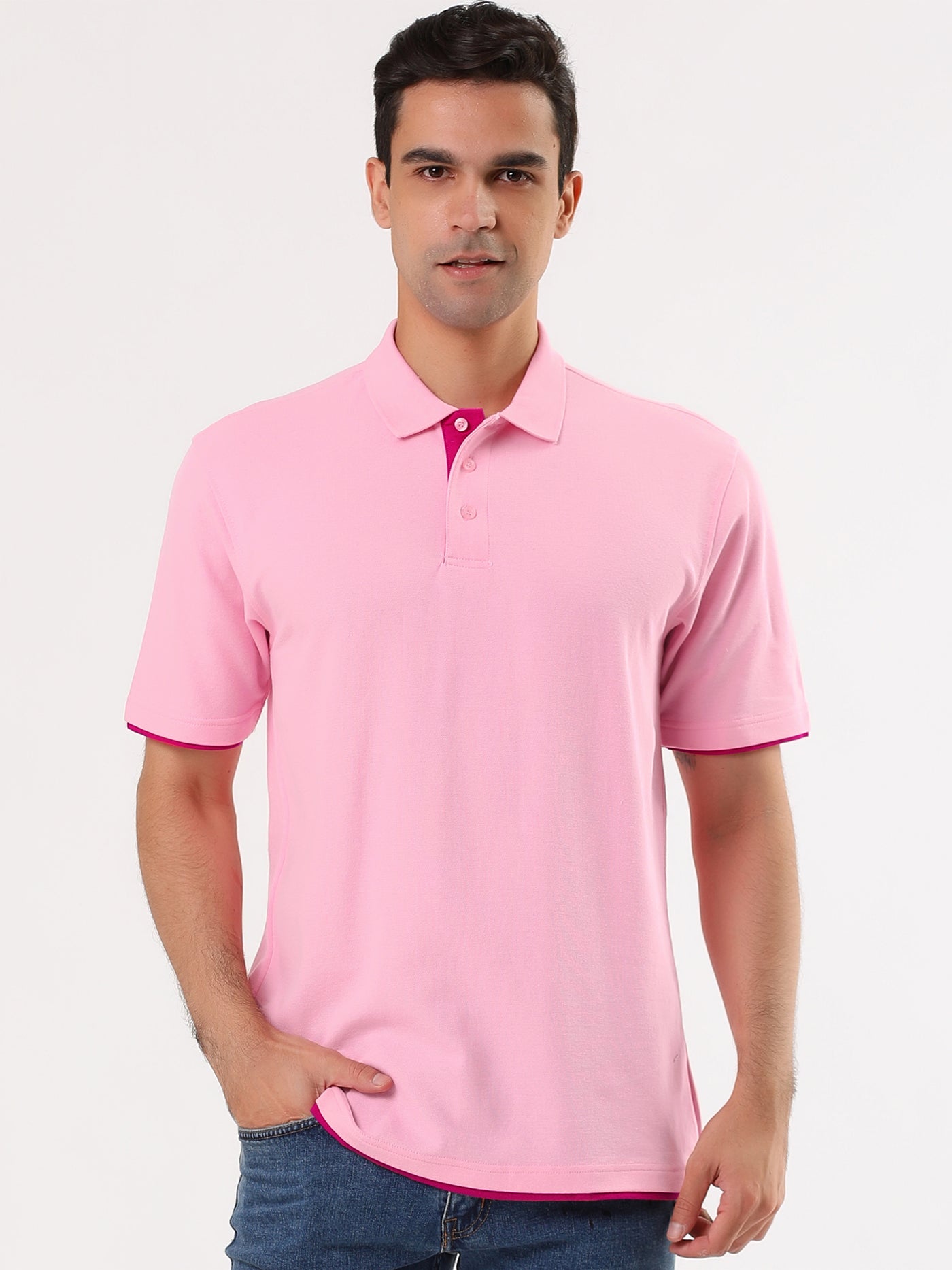 Bublédon Summer Contrast Color Short Sleeve Polo Golf T-shirt