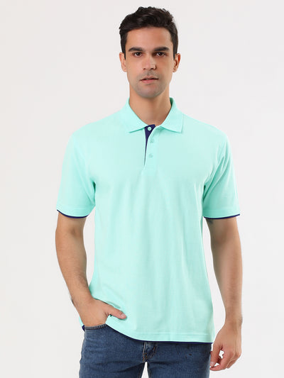 Summer Contrast Color Short Sleeve Polo Golf T-shirt