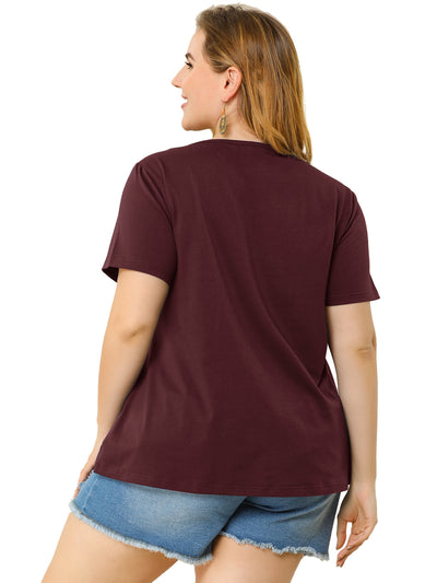 Polyester X Line V Neck Short Sleeve T-shirt