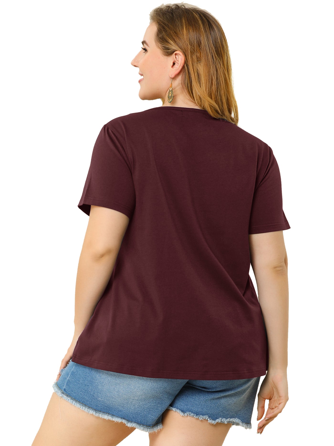 Bublédon Polyester X Line V Neck Short Sleeve T-shirt