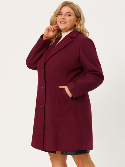Plus Size Elegant Notched Lapel Single Breasted Trench Coat