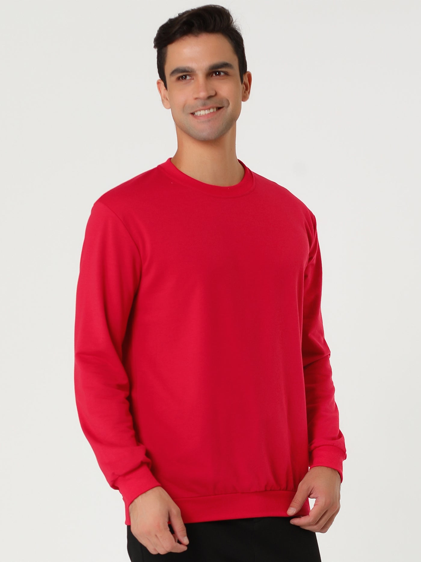 Bublédon Long Sleeve Solid Crew Neck Pullover Sweatshirt
