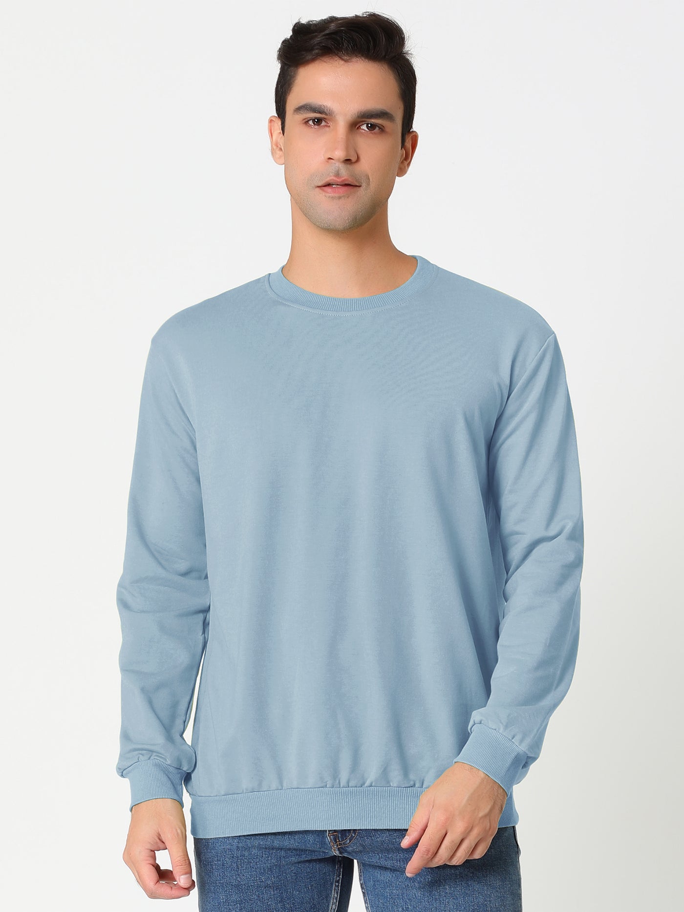 Bublédon Long Sleeve Solid Crew Neck Pullover Sweatshirt