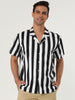 Chic Vertical Striped Camp Collar Short Sleeve Shirts