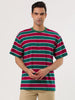 Color Block Striped Round Neck Short Sleeve T-shirt
