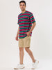Color Block Striped Round Neck Short Sleeve T-shirt