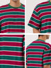 Color Block Striped Round Neck Short Sleeve T-shirt