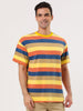 Color Block Striped Round Neck Short Sleeve T-shirt
