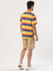 Color Block Striped Round Neck Short Sleeve T-shirt