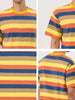 Color Block Striped Round Neck Short Sleeve T-shirt