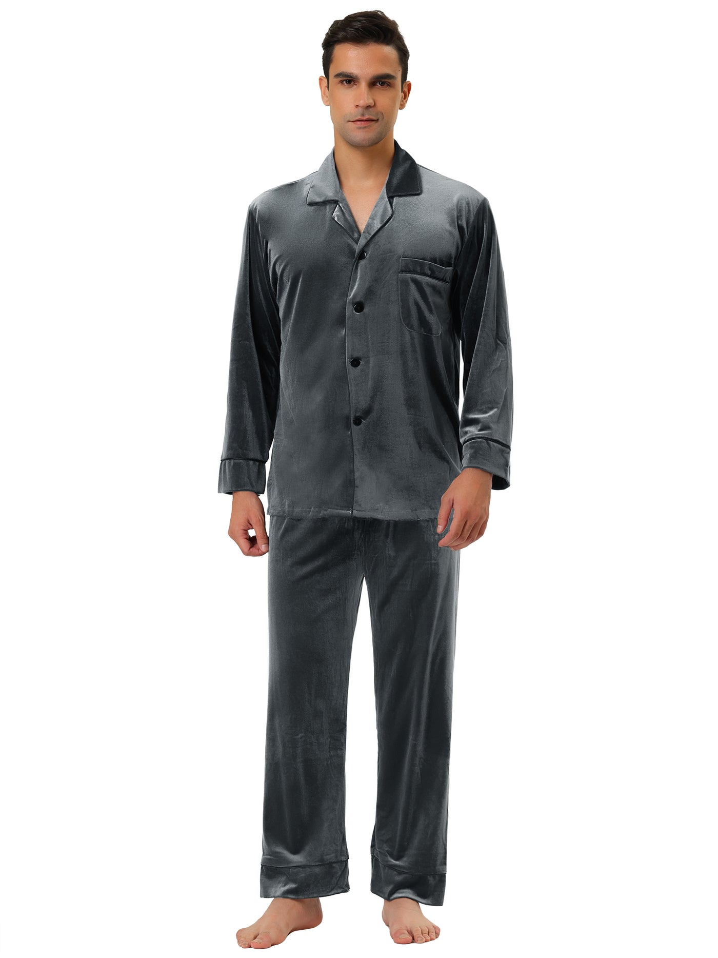 Bublédon Solid Color V Neck Long Sleeve Velvet Pajamas Sets
