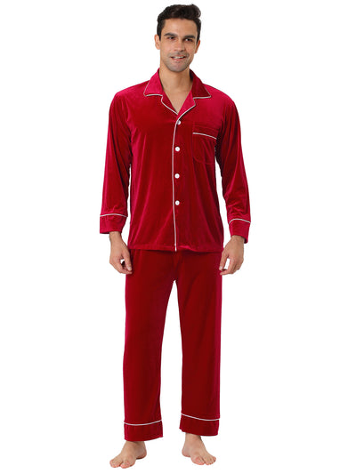 Solid Color V Neck Long Sleeve Velvet Pajamas Sets