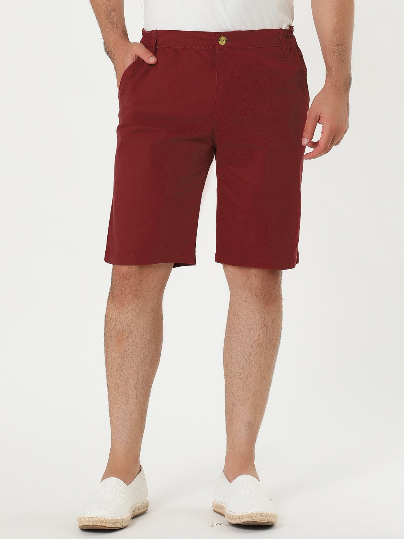 Bublédon Casual Solid Summer Elastic Waist Capris Shorts