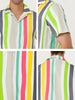 Chic Vertical Striped Camp Collar Short Sleeve Shirts