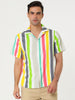 Chic Vertical Striped Camp Collar Short Sleeve Shirts