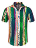 Summer Button Short Sleeve Colorful Striped Shirt