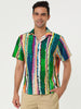 Summer Button Short Sleeve Colorful Striped Shirt