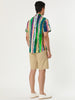 Summer Button Short Sleeve Colorful Striped Shirt