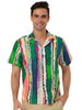 Summer Button Short Sleeve Colorful Striped Shirt