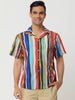 Summer Button Short Sleeve Colorful Striped Shirt