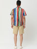 Summer Button Short Sleeve Colorful Striped Shirt