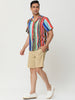 Summer Button Short Sleeve Colorful Striped Shirt