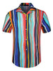 Summer Button Short Sleeve Colorful Striped Shirt